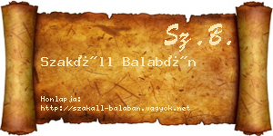 Szakáll Balabán névjegykártya